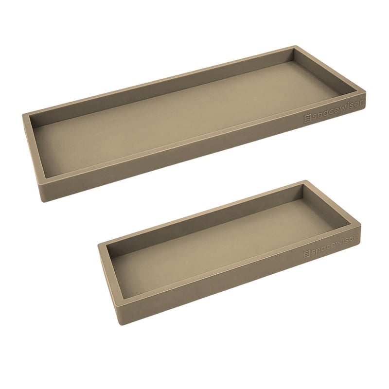 Spacewiser Countertop and Vanity Tray - 2 PC (11    and 7   ) Shatterproof Silicone Kitchen and Bathroom Trays for Counter, Kitchen Soap Dispenser Tray, Vanity Trays for Bathroom, Perfume Key Tray - Image 1